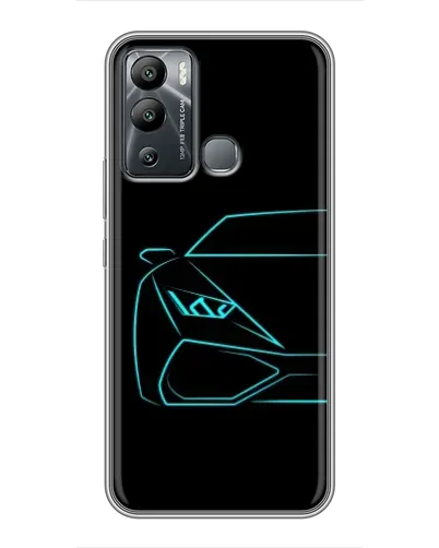 Чехол для Infinix Hot 12i с картинкой «Голубой силуэт Lamborghini»