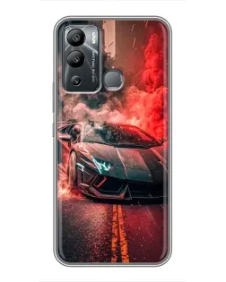 Чехол для Infinix Hot 12i с картинкой «Lamborghini красный дым»