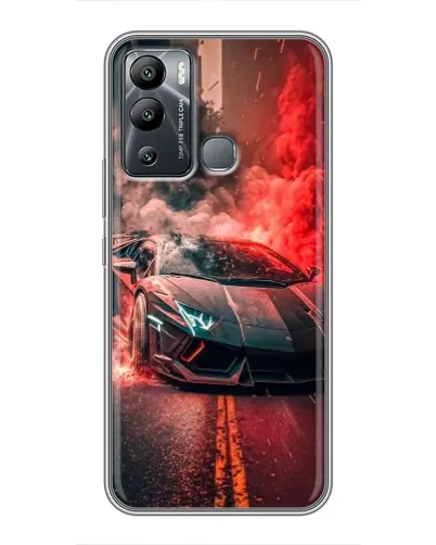 Чехол для Infinix Hot 12i с картинкой «Lamborghini красный дым»