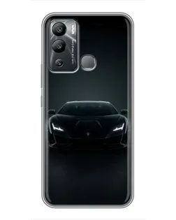 Чехол для Infinix Hot 12i с картинкой «Черный Lamborghini Aventador»