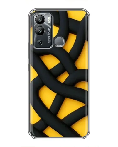 Чехол для Infinix Hot 12i с картинкой «Черное желтое переплетение»