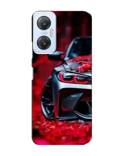 Чехол для Infinix Hot 20 (5G) с картинкой «Спортивная BMW и цветы»