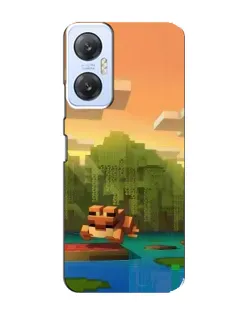Чехол для Infinix Hot 20 (5G) с картинкой «Майнкрафт закат солнца»