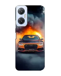 Чехол для Infinix Hot 20 (5G) с картинкой «Audi в огненном дыму»