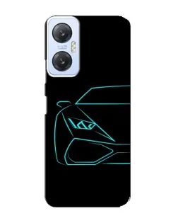 Чехол для Infinix Hot 20 (5G) с картинкой «Голубой силуэт Lamborghini»