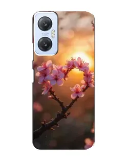 Чехол для Infinix Hot 20 (5G) с картинкой «Розовый цвет сердце на фоне заката»
