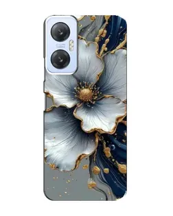 Чехол для Infinix Hot 20 (5G) с картинкой «Белый цветок и золотой флюид»