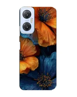 Чехол для Infinix Hot 20 (5G) с картинкой «Яркая сине-оранжевая флора»