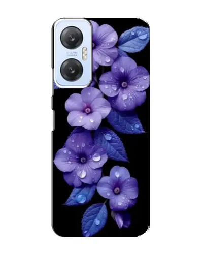 Чехол для Infinix Hot 20 (5G) с картинкой «Фиолетовые цветы с росою»
