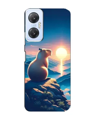 Чехол для Infinix Hot 20 (5G) с картинкой «Закат солнца с капибарой»