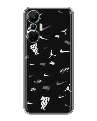 Чехол для Infinix Hot 20 (4G) с картинкой «Nike Black Pattern»
