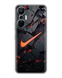 Чехол для Infinix Hot 20 (4G) с картинкой «Nike — эффект разломов»