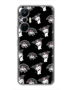 Чехол для Infinix Hot 20 (4G) с картинкой «Черный паттерн Kuromi»