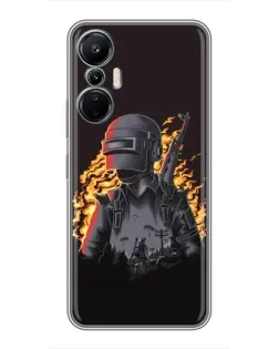 Чехол для Infinix Hot 20 (4G) с картинкой «PUBG — огненный силуэт»