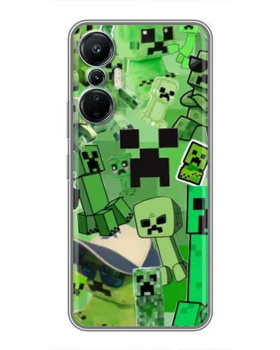 Чехол для Infinix Hot 20 (4G) с картинкой «Криперы Minecraft»