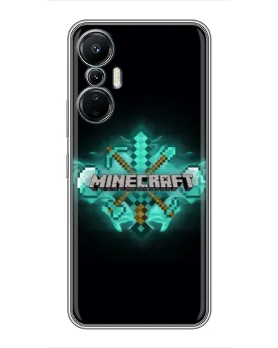 Чехол для Infinix Hot 20 (4G) с картинкой «Minecraft Diamond лого»