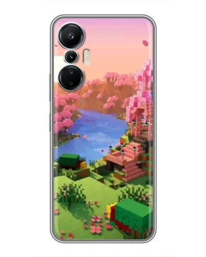 Чехол для Infinix Hot 20 (4G) с картинкой «Розовое дерево Minecraft»