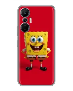 Чехол для Infinix Hot 20 (4G) с картинкой «Спанч Боб на красном»