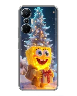 Чехол для Infinix Hot 20 (4G) с картинкой «Рождественский Спанч Боб»
