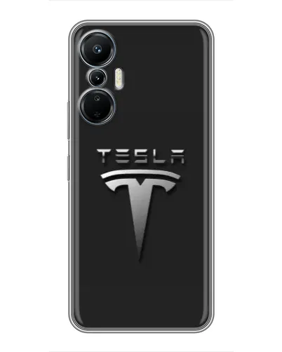 Чехол для Infinix Hot 20 (4G) с картинкой «Стальной логотип Tesla»