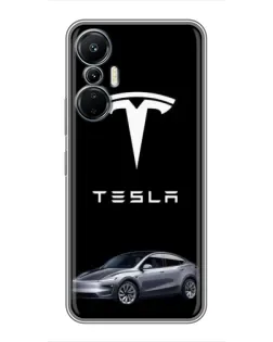 Чехол для Infinix Hot 20 (4G) с картинкой «Tesla Model Y»