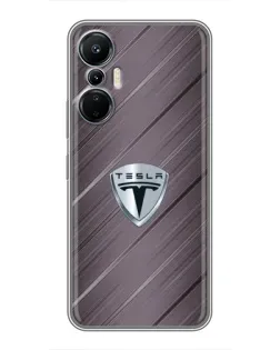 Чехол для Infinix Hot 20 (4G) с картинкой «Металлическая текстура Tesla»