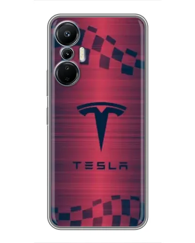 Чехол для Infinix Hot 20 (4G) с картинкой «Тесла красный карбон»