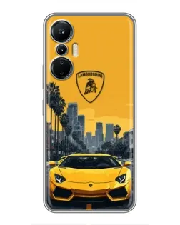 Чехол для Infinix Hot 20 (4G) с картинкой «Желтый Lamborghini город»