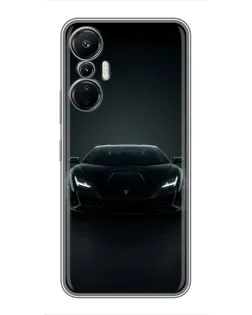 Чехол для Infinix Hot 20 (4G) с картинкой «Черный Lamborghini Aventador»