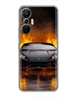 Чехол для Infinix Hot 20 (4G) с картинкой «Lamborghini в огне»