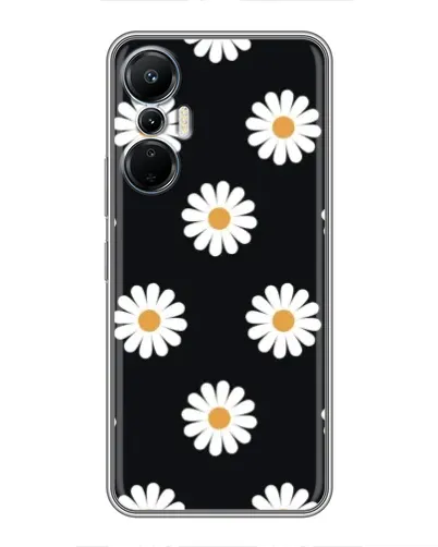 Чехол для Infinix Hot 20 (4G) с картинкой «Ромашки на черном»
