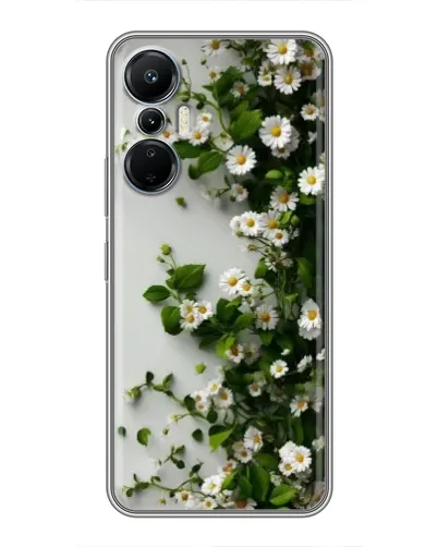 Чехол для Infinix Hot 20 (4G) с картинкой «Ветка мелких белых цветов»