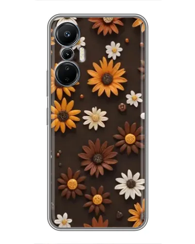 Чехол для Infinix Hot 20 (4G) с картинкой «Узор из маленьких подсолнухов»