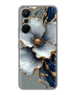 Чехол для Infinix Hot 20 (4G) с картинкой «Белый цветок и золотой флюид» Чехол для Infinix Hot 20 (4G) с картинкой «Белый цветок и золотой флюид»
