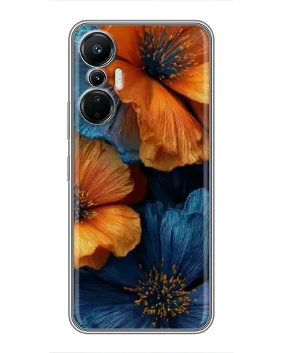 Чехол для Infinix Hot 20 (4G) с картинкой «Яркая сине-оранжевая флора» Чехол для Infinix Hot 20 (4G) с картинкой «Яркая сине-оранжевая флора»