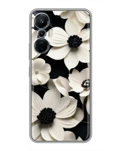 Чехол для Infinix Hot 20 (4G) с картинкой «Объемные белые цветы»