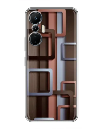 Чехол для Infinix Hot 20 (4G) с картинкой «Коричневые объемные квадраты»