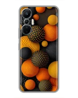 Чехол для Infinix Hot 20 (4G) с картинкой «Объемные оранжевые сферы»