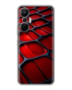 Чехол для Infinix Hot 20 (4G) с картинкой «Красная глянцевая сетка»