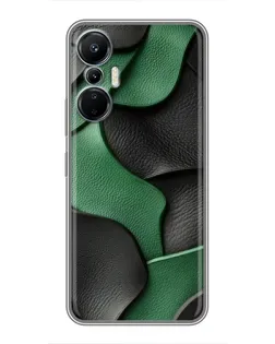 Чехол для Infinix Hot 20 (4G) с картинкой «Зеленые кожаные волны»