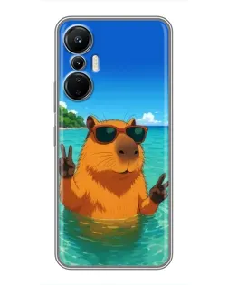 Чехол для Infinix Hot 20 (4G) с картинкой «Морская капибара»