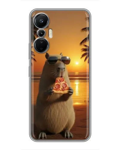 Чехол для Infinix Hot 20 (4G) с картинкой «Капибара с пиццей»
