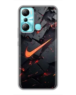 Чехол для Infinix Hot 20i (X665E) с картинкой «Nike — эффект разломов»
