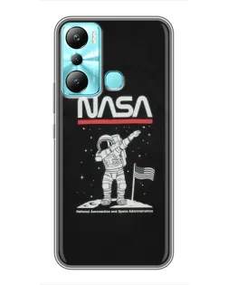 Чехол для Infinix Hot 20i (X665E) с картинкой «NASA — шагаем по Луне»