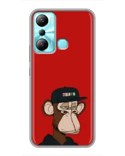 Чехол для Infinix Hot 20i (X665E) с картинкой «Bored Ape — красный фон»