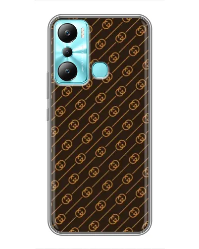 Чехол для Infinix Hot 20i (X665E) с картинкой «Gucci — золотые диагонали»