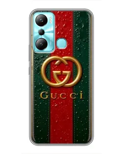 Чохол для Infinix Hot 20i (X665E) з картинкою «Gucci — фірмова смуга та золото»