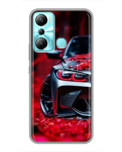 Чехол для Infinix Hot 20i (X665E) с картинкой «Спортивная BMW и цветы»
