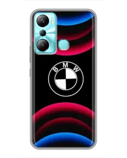 Чехол для Infinix Hot 20i (X665E) с картинкой «Логотип BMW и неоновые дуги»