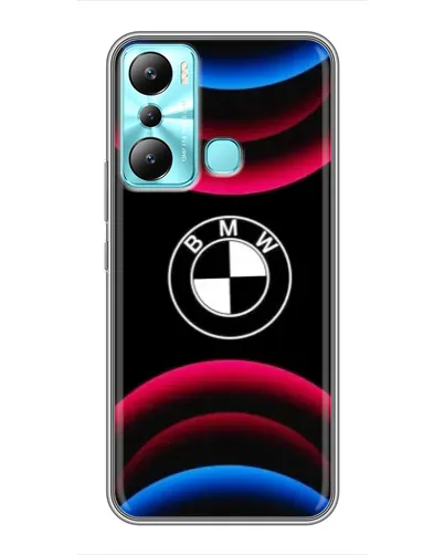 Чехол для Infinix Hot 20i (X665E) с картинкой «Логотип BMW и неоновые дуги»